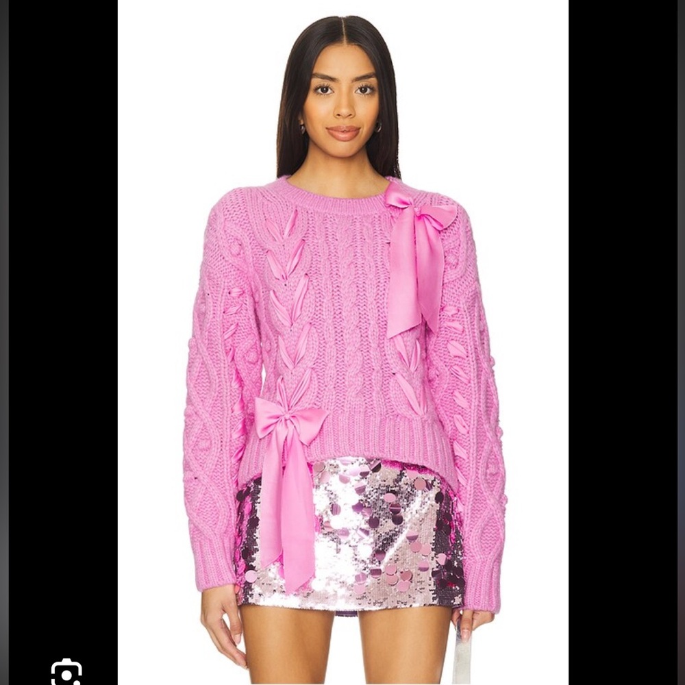 LoveShackFancy bubblegum pink knit Parson sweater XS